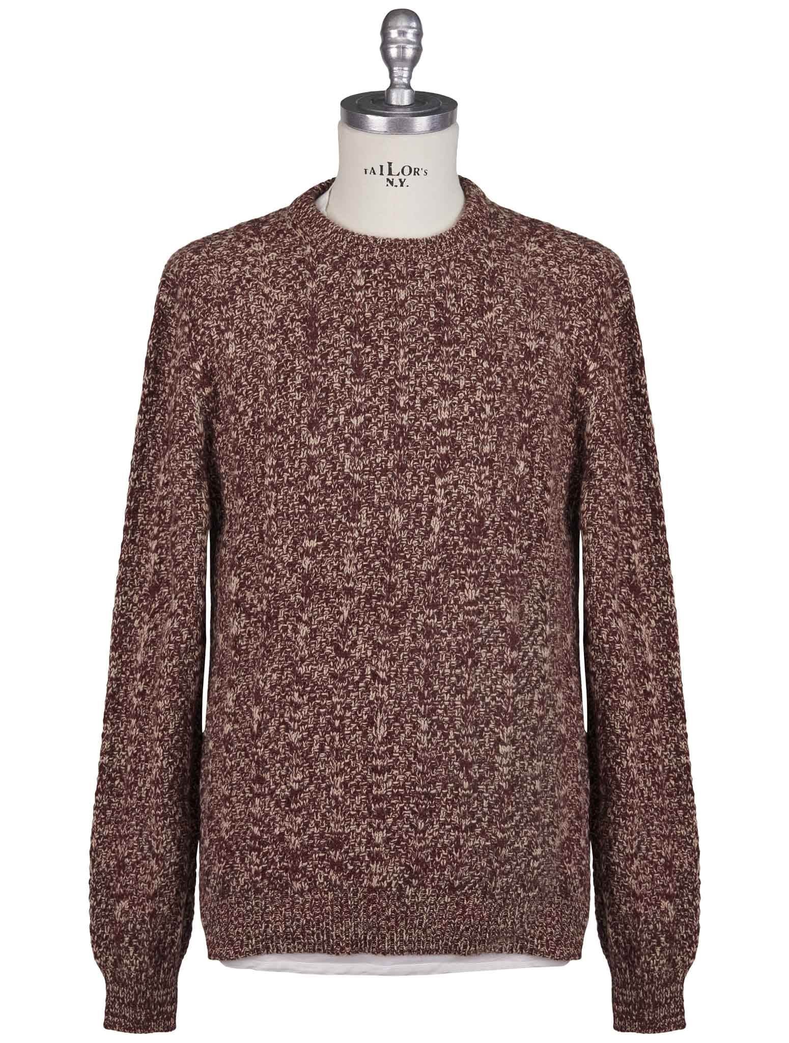 Kiton Burgundy Beige Vicuna Sweater Crewneck