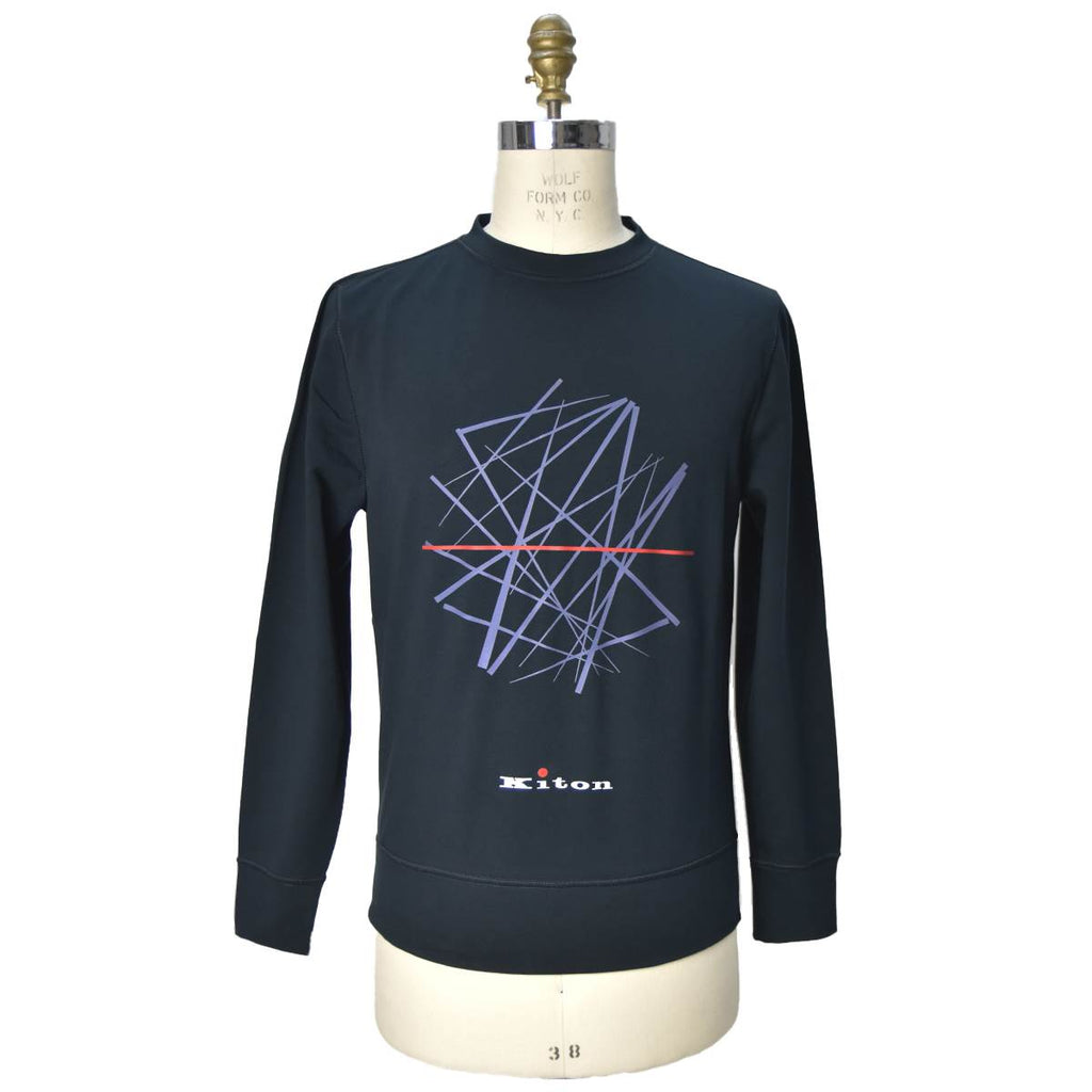 Kiton Blue Cotton Ea Sweater Crewneck Blue