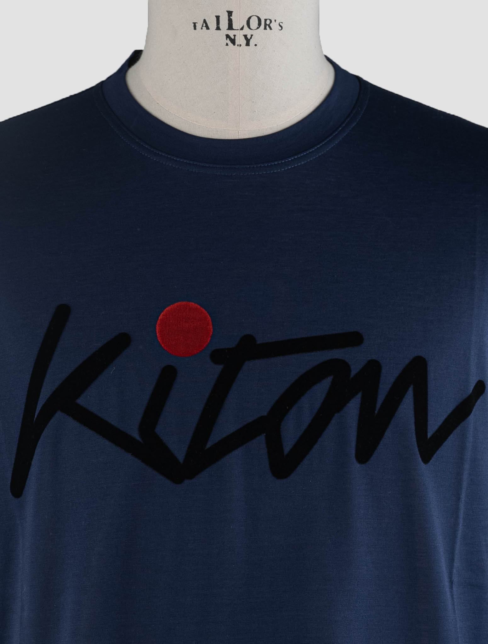Kiton Blue Cotton T-Shirt Blue - view 4