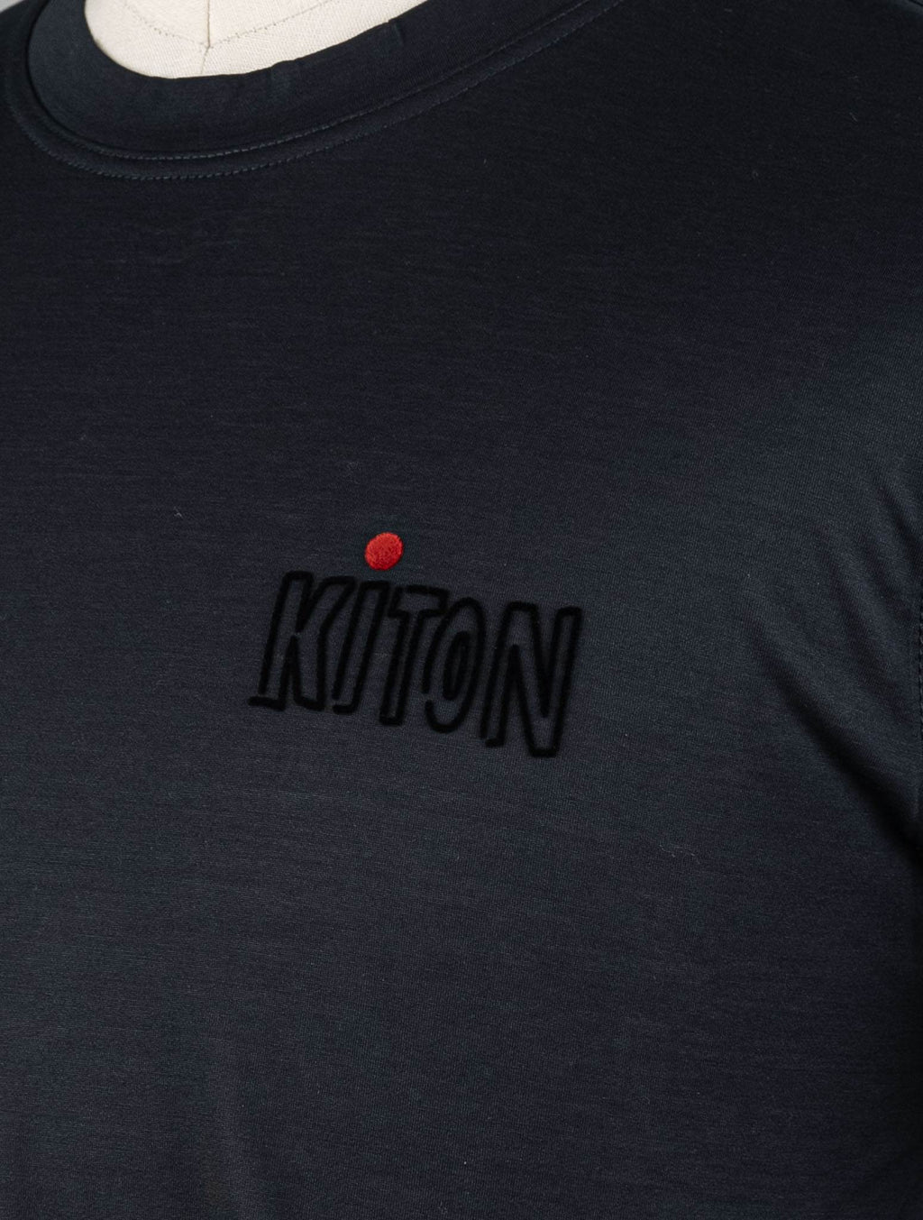 Kiton Black Cotton T-Shirt Black - view 6
