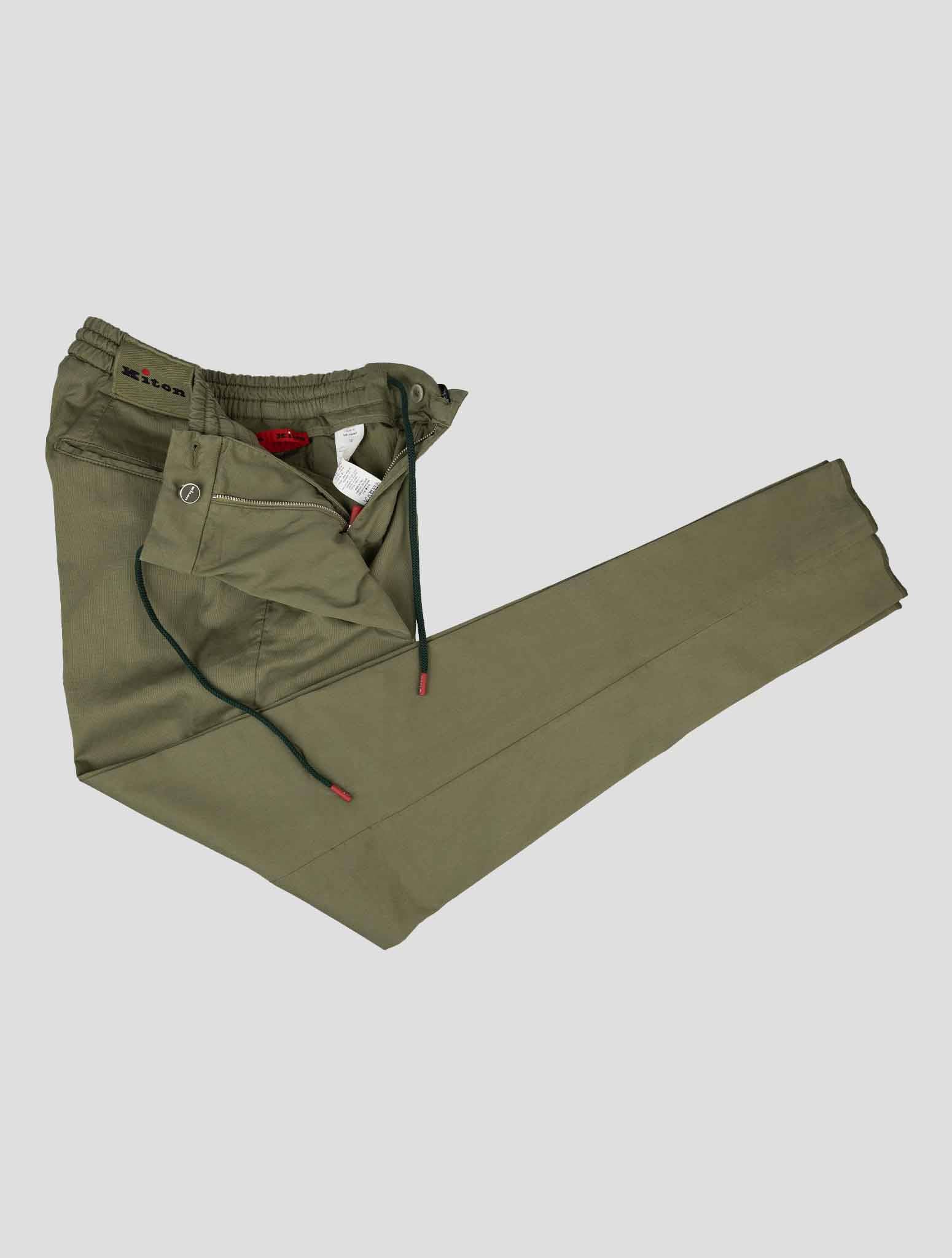 Kiton Green Cotton Lyocell Ea Pants - view 3