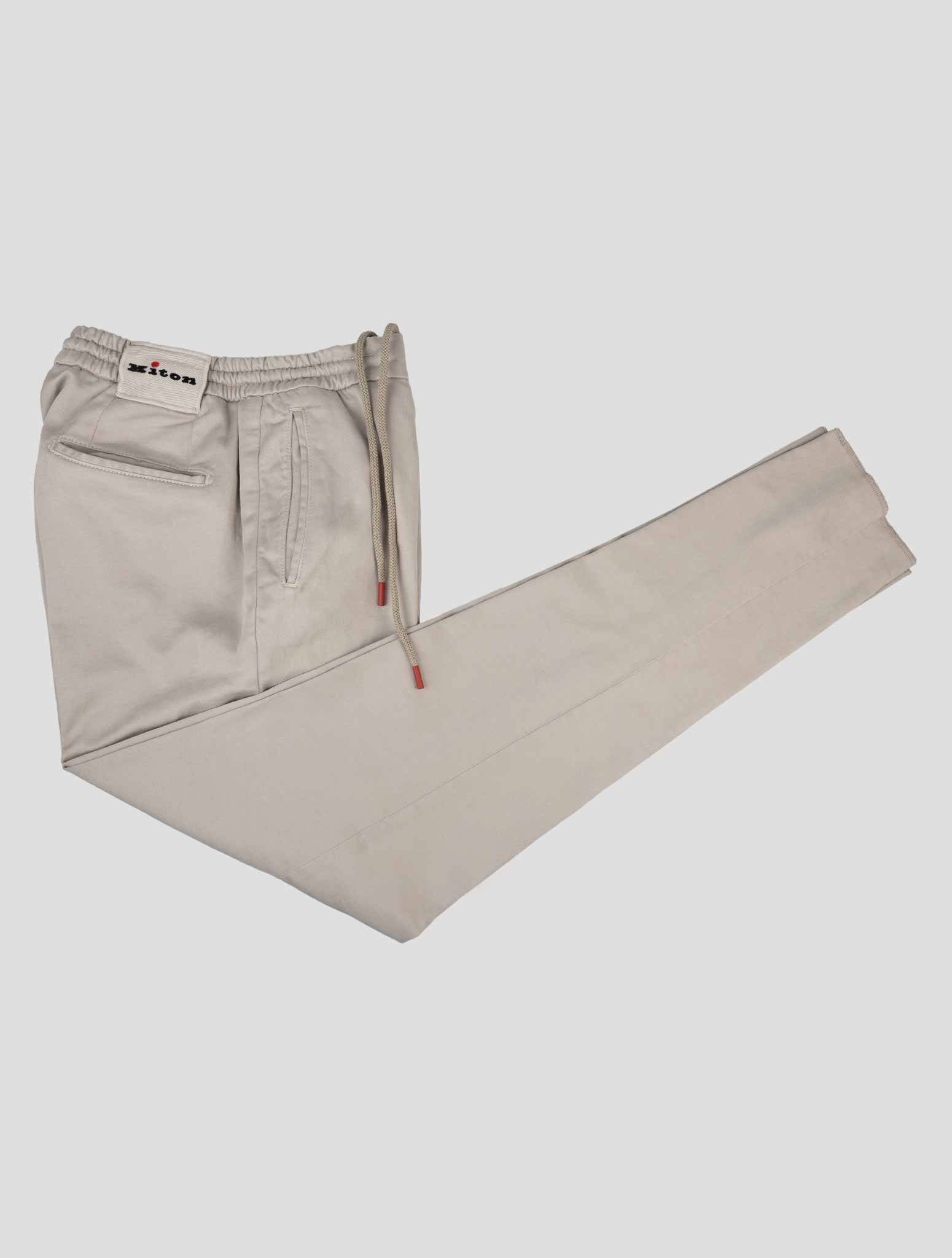 Kiton Light Gray Cotton Linen Ea Pants - view 2