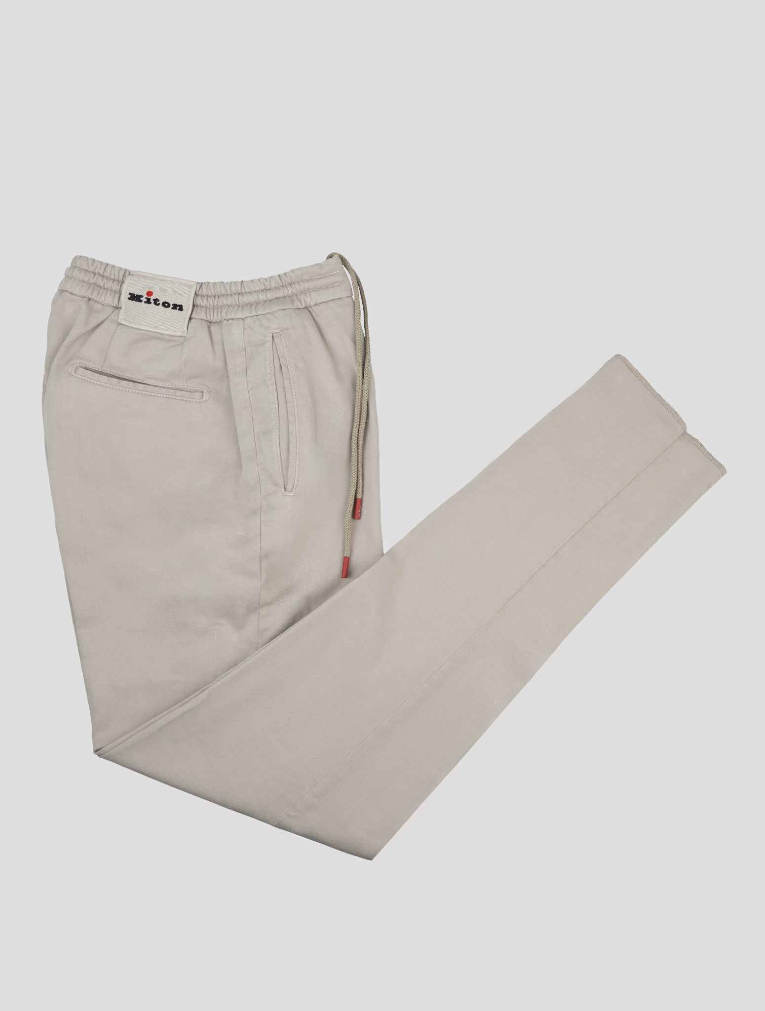 Kiton Light Gray Cotton Linen Ea Pants