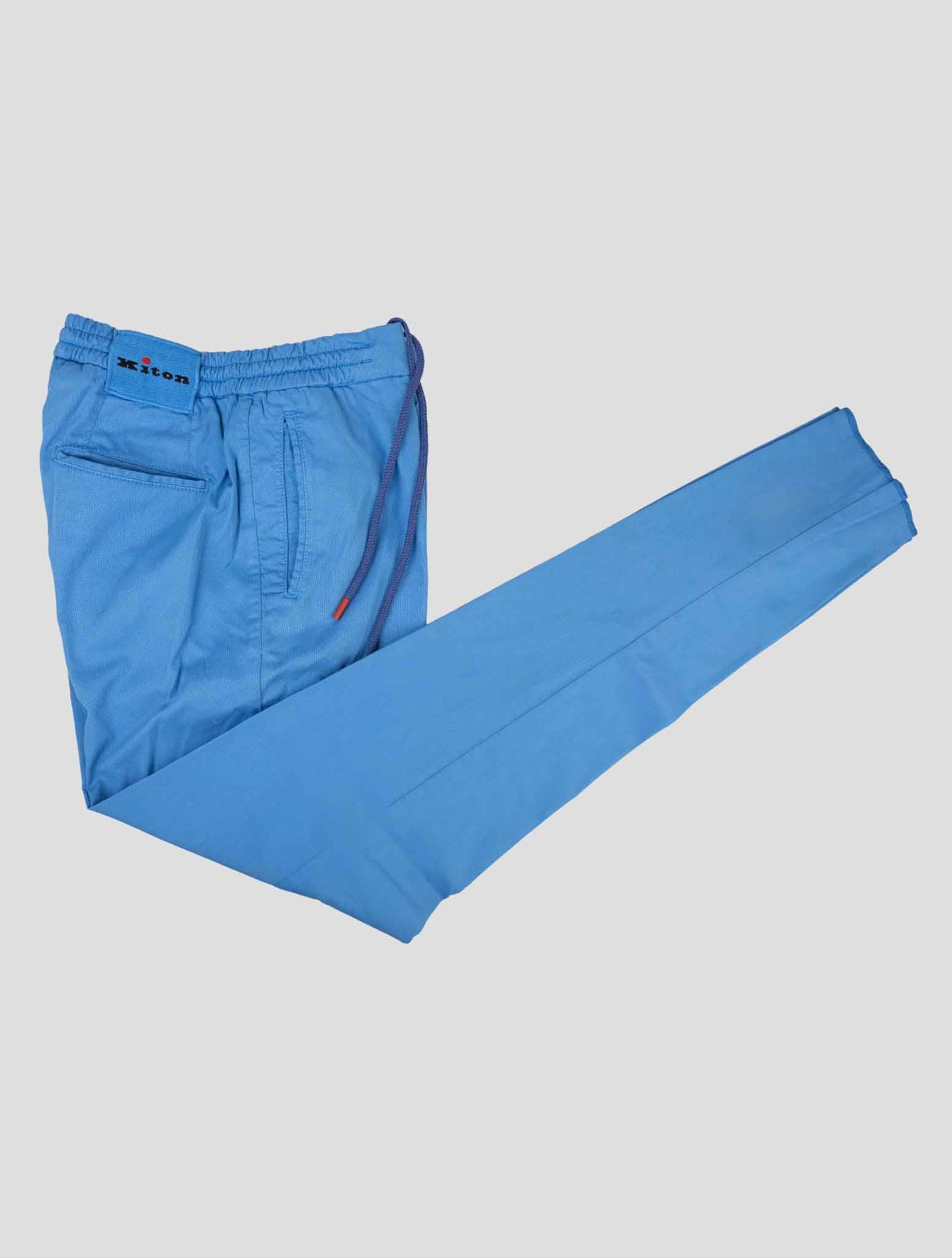 Kiton Light Blue Cotton Lyocell Ea Pants - view 2