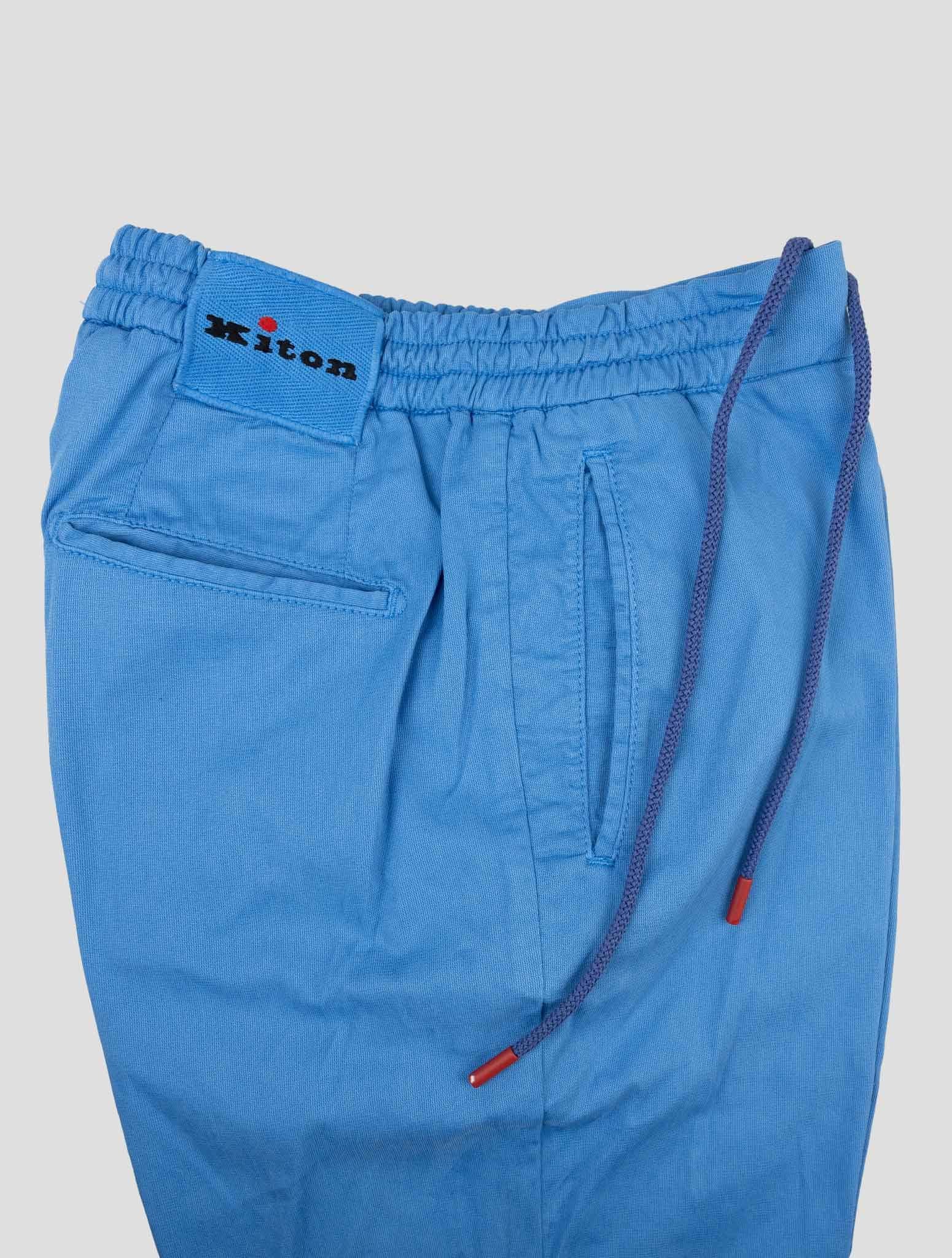 Kiton Light Blue Cotton Lyocell Ea Pants - view 4