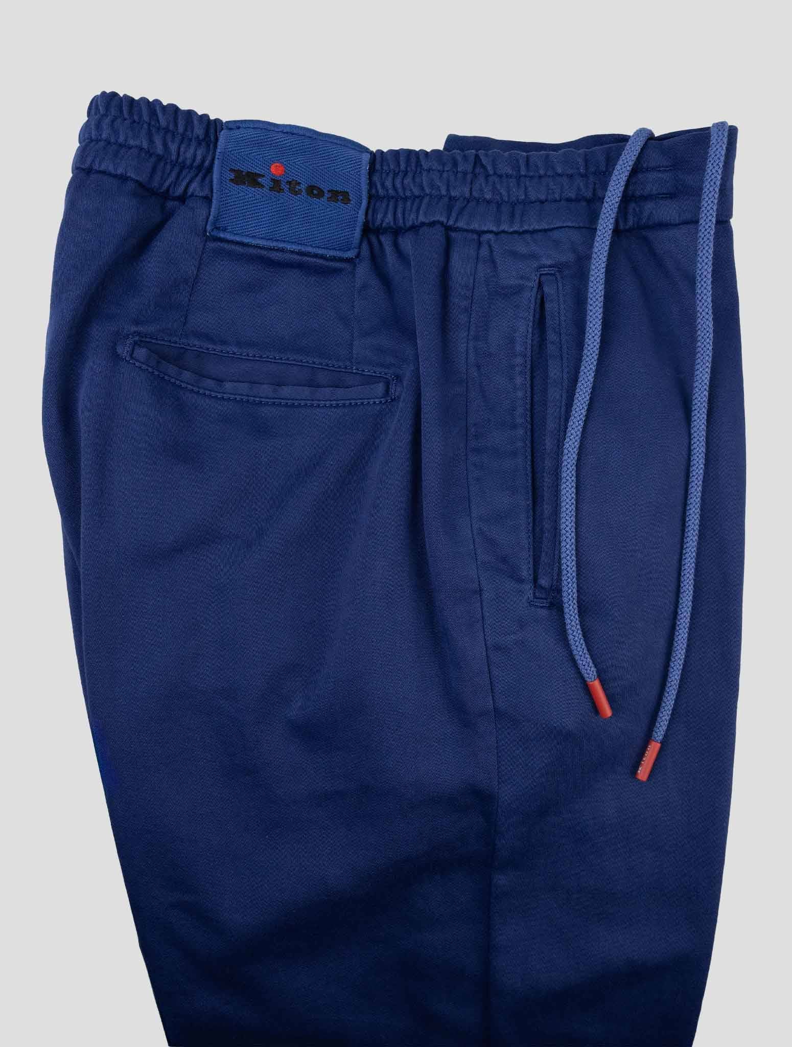 Kiton Blue Cotton Linen Ea Pants - view 3