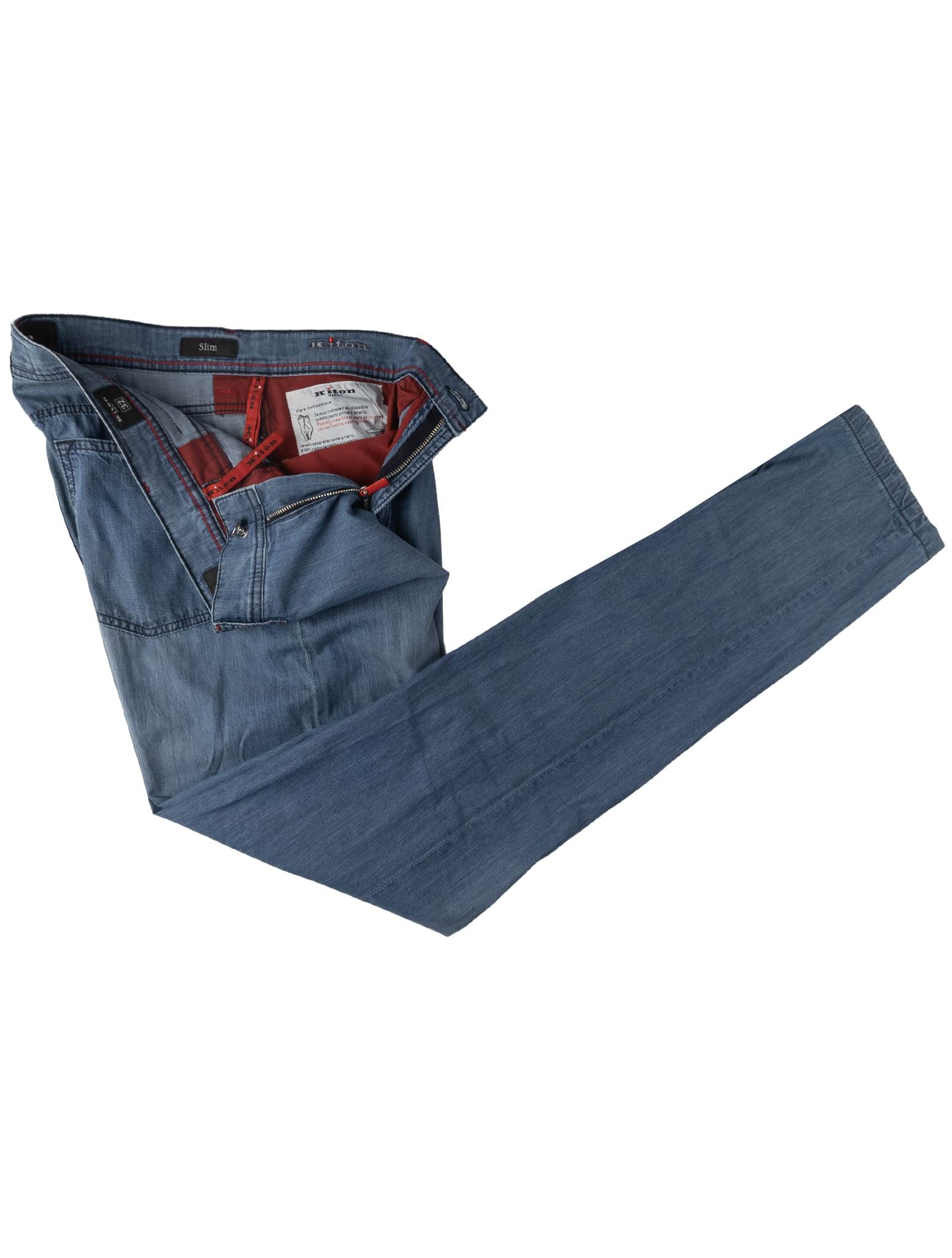 Kiton Blue Cotton Jeans - view 6