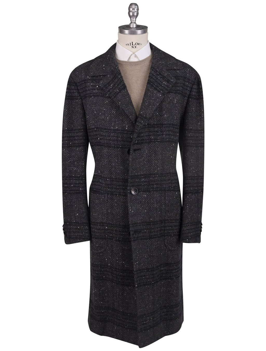 Kiton Gray Virgin Wool Cashmere Silk Overcoat Style 2 - view 3