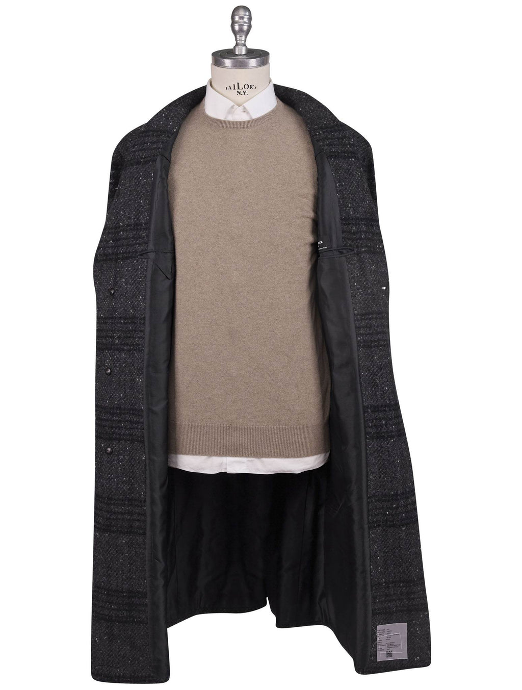 Kiton Gray Virgin Wool Cashmere Silk Overcoat Style 2 - view 4