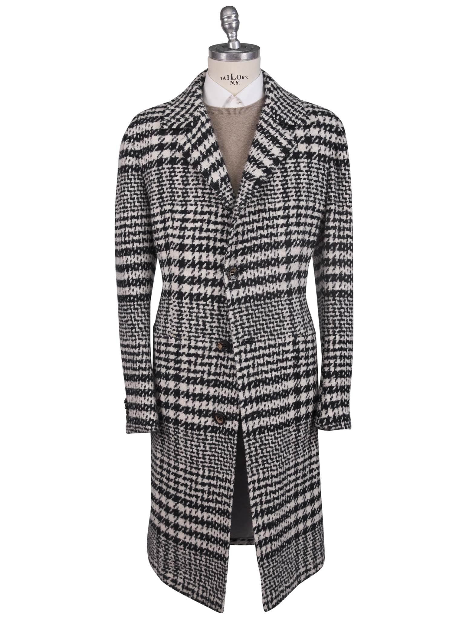 Kiton Black White Virgin Wool Cashmere Silk Overcoat - view 5