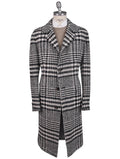 Kiton Black White Virgin Wool Cashmere Silk Overcoat