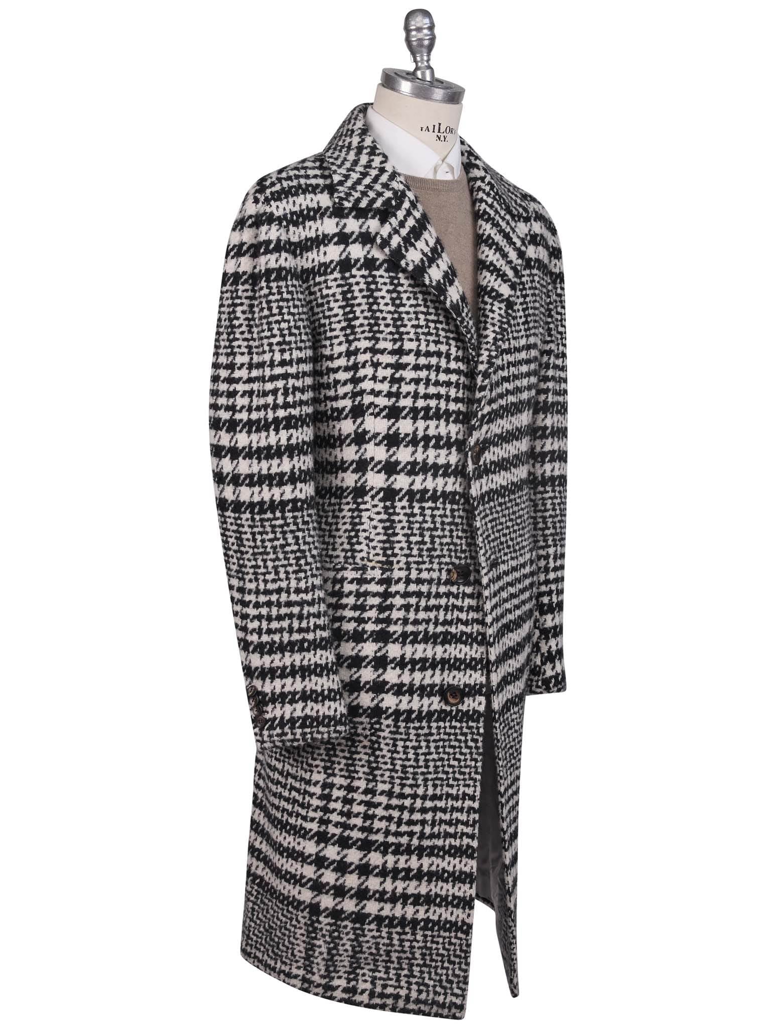 Kiton Black White Virgin Wool Cashmere Silk Overcoat - view 2