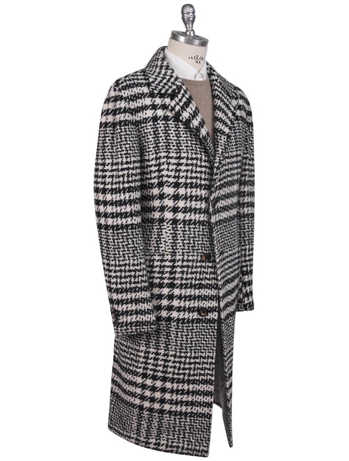 Kiton Black White Virgin Wool Cashmere Silk Overcoat - view 2