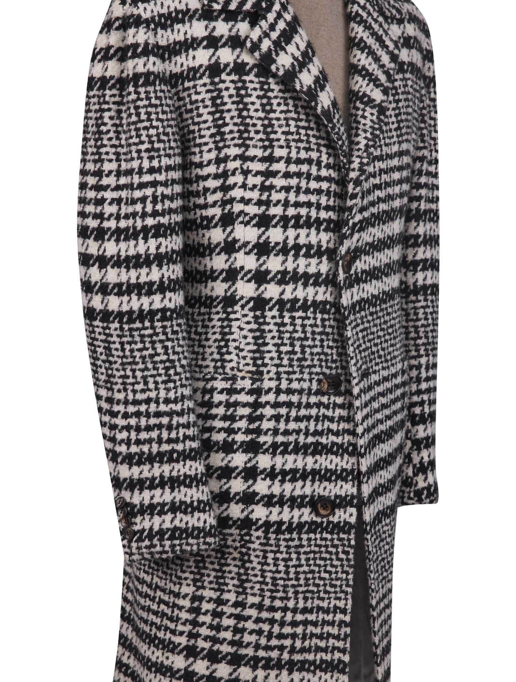 Kiton Black White Virgin Wool Cashmere Silk Overcoat - view 6