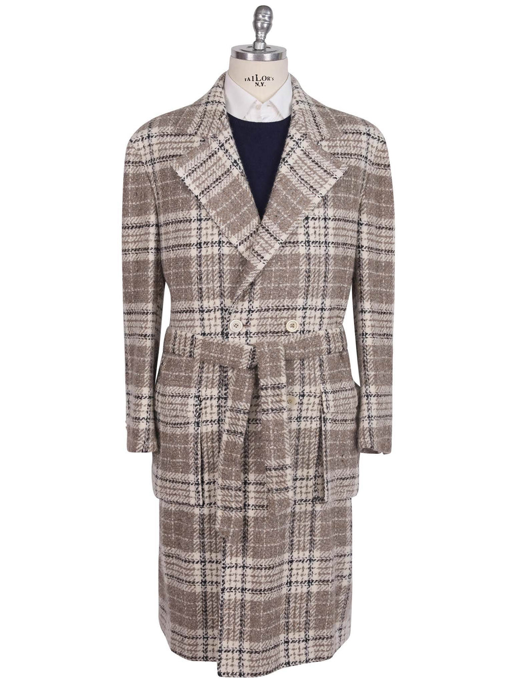 Kiton Multicolor Virgin Wool Silk Overcoat Multicolor