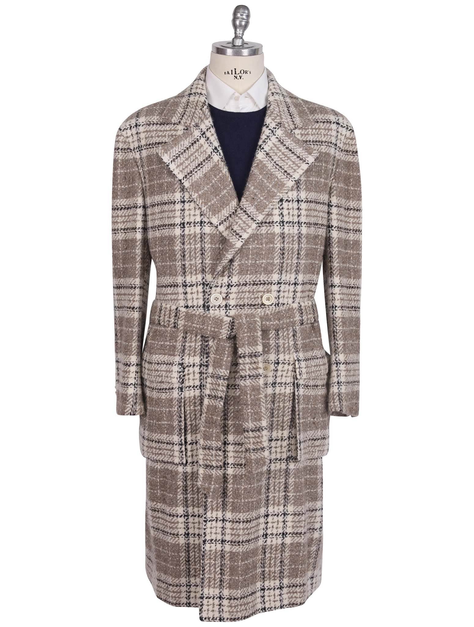 Kiton Multicolor Virgin Wool Silk Overcoat Multicolor