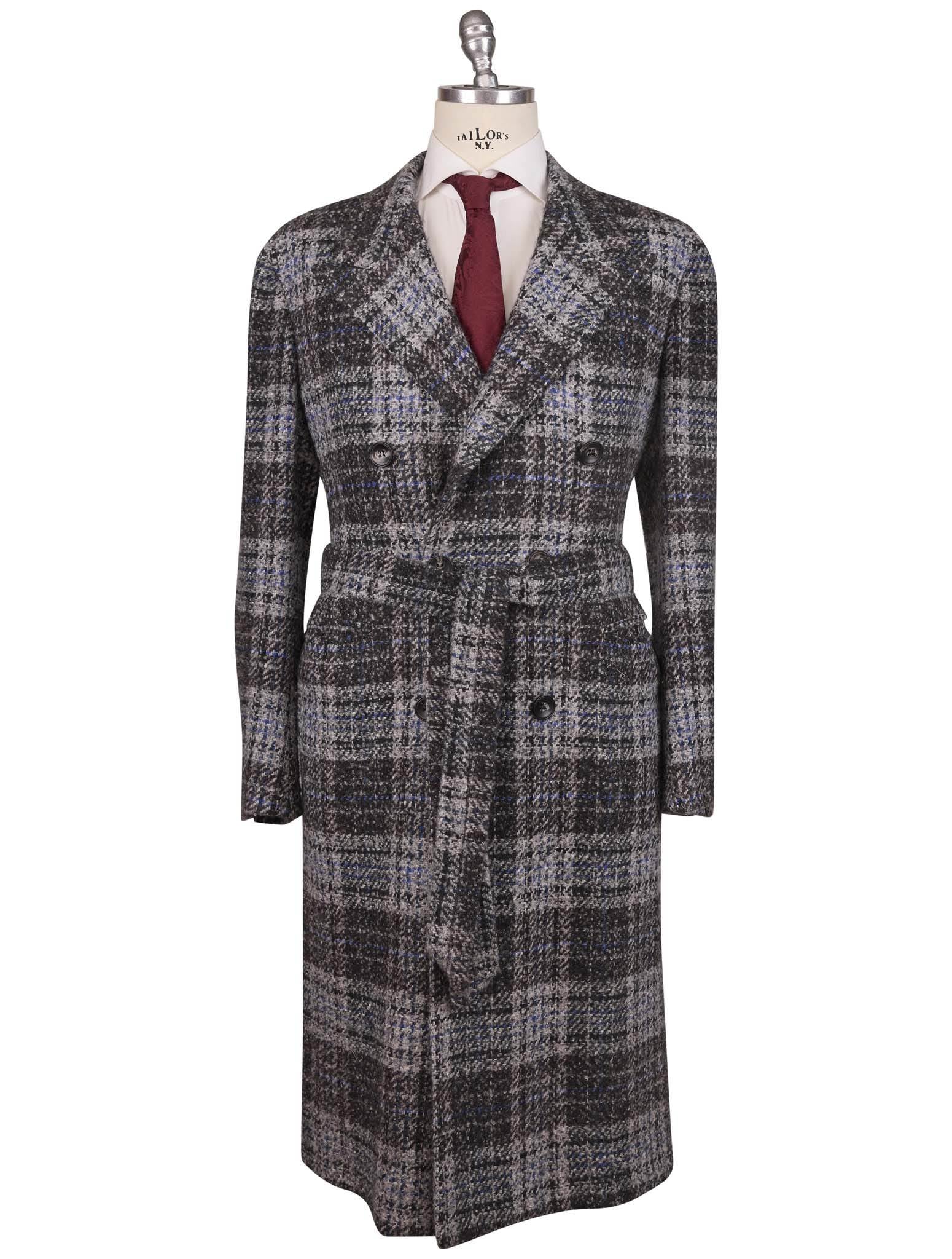 Kiton Multicolor Virgin Wool Cashmere Silk Double Breasted Overcoat