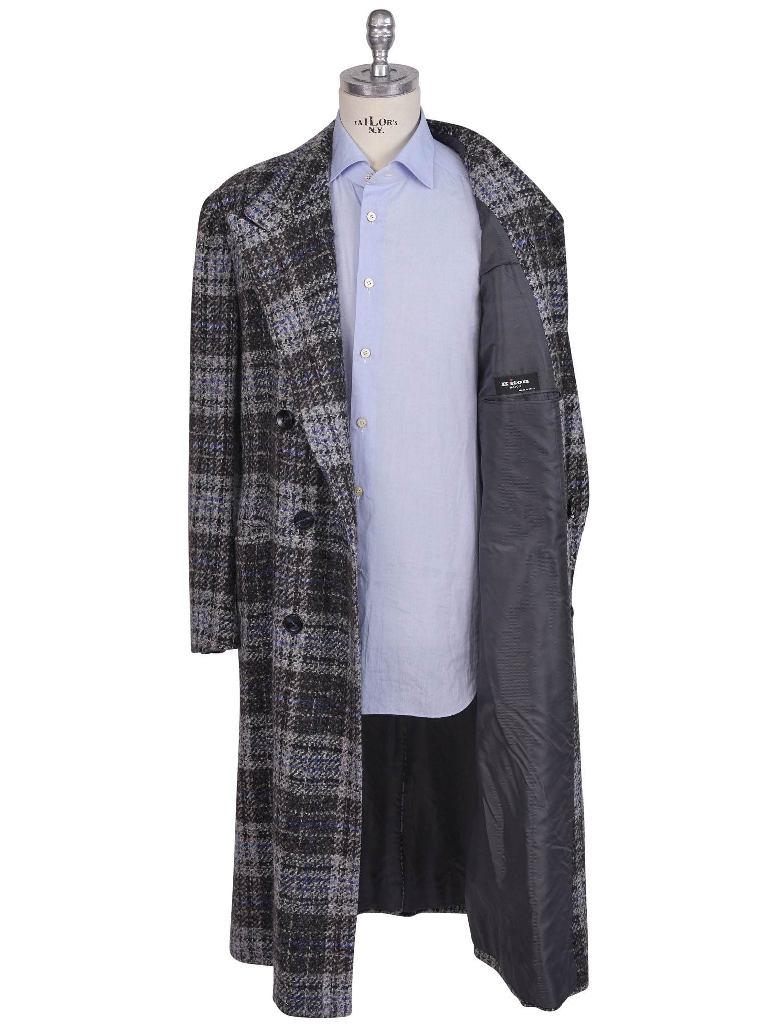 Kiton Multicolor Virgin Wool Silk Overcoat Multicolor - view 3