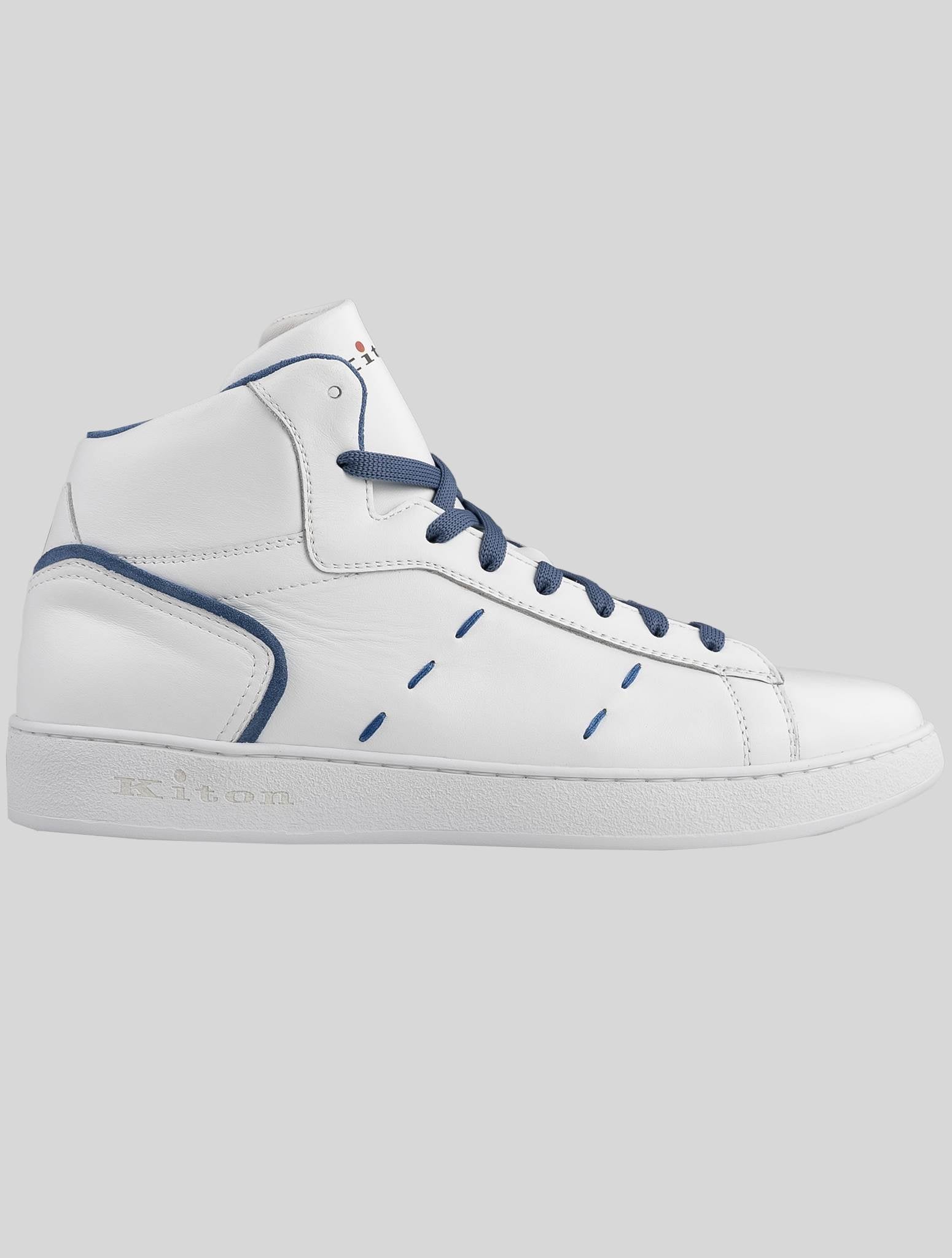 Kiton White Light Blue Leather Sneakers