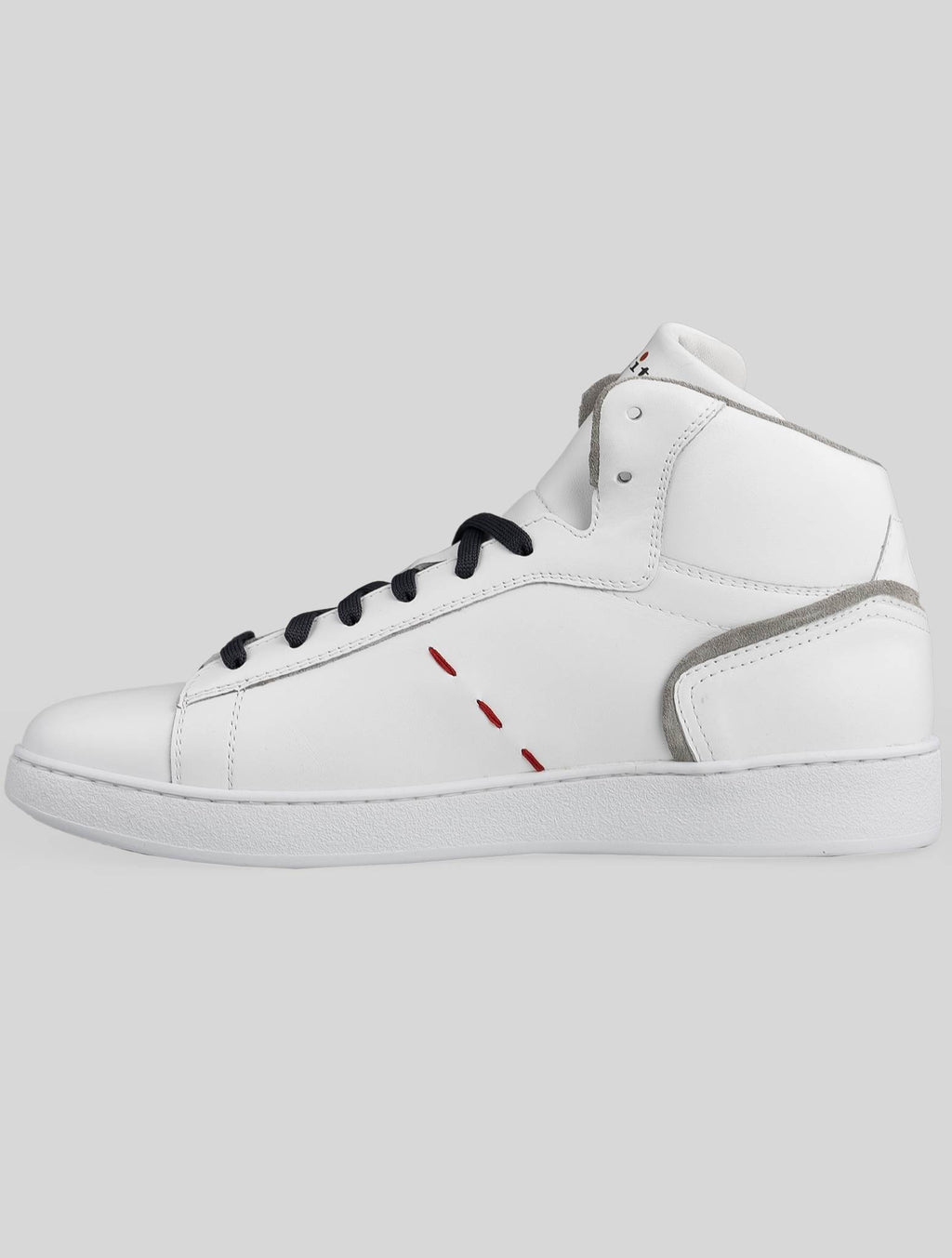 Kiton White Gray Leather Sneakers