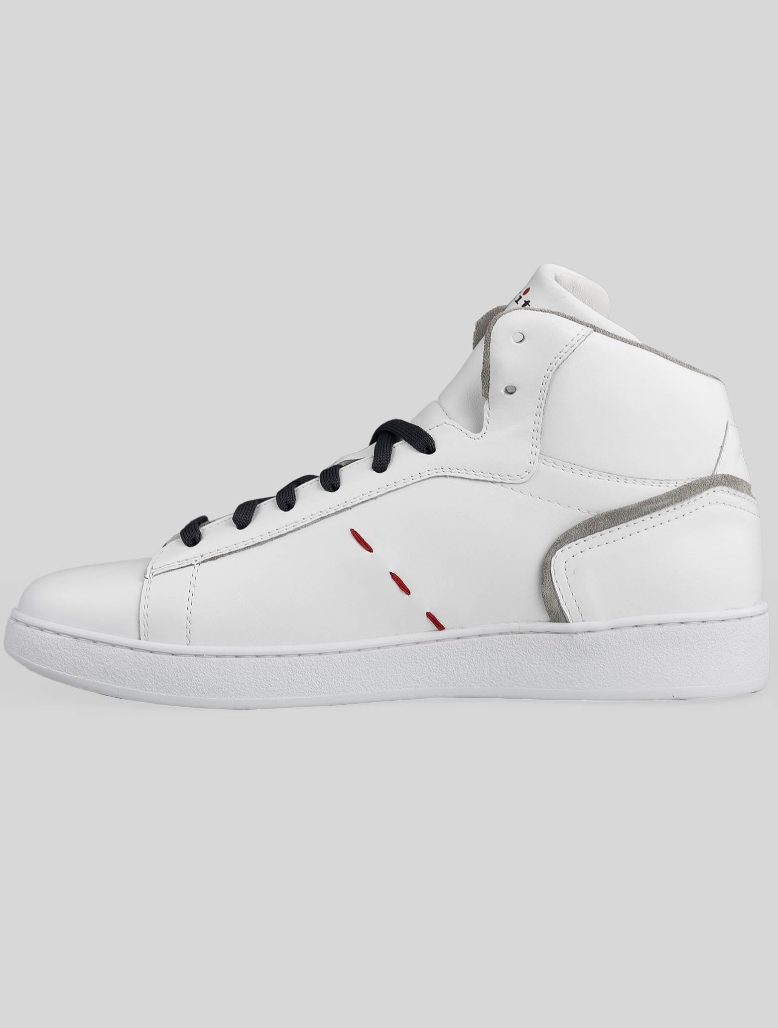 Kiton White Gray Leather Sneakers