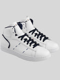 Kiton White Dark Blue Leather Sneakers