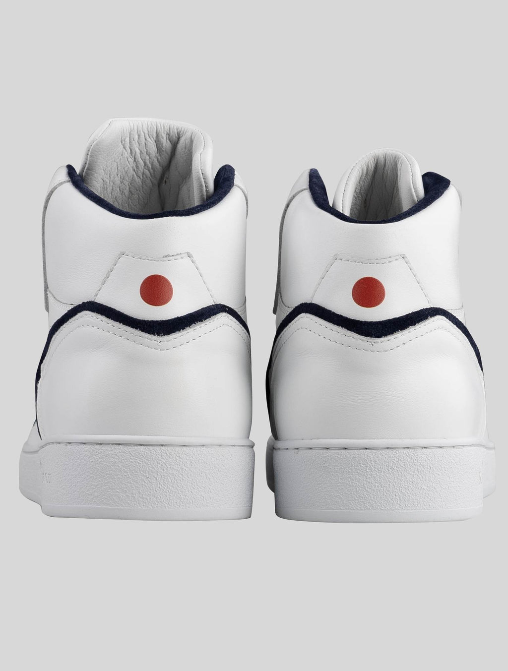 Kiton White Dark Blue Leather Sneakers