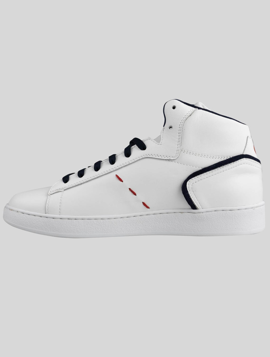 Kiton White Dark Blue Leather Sneakers