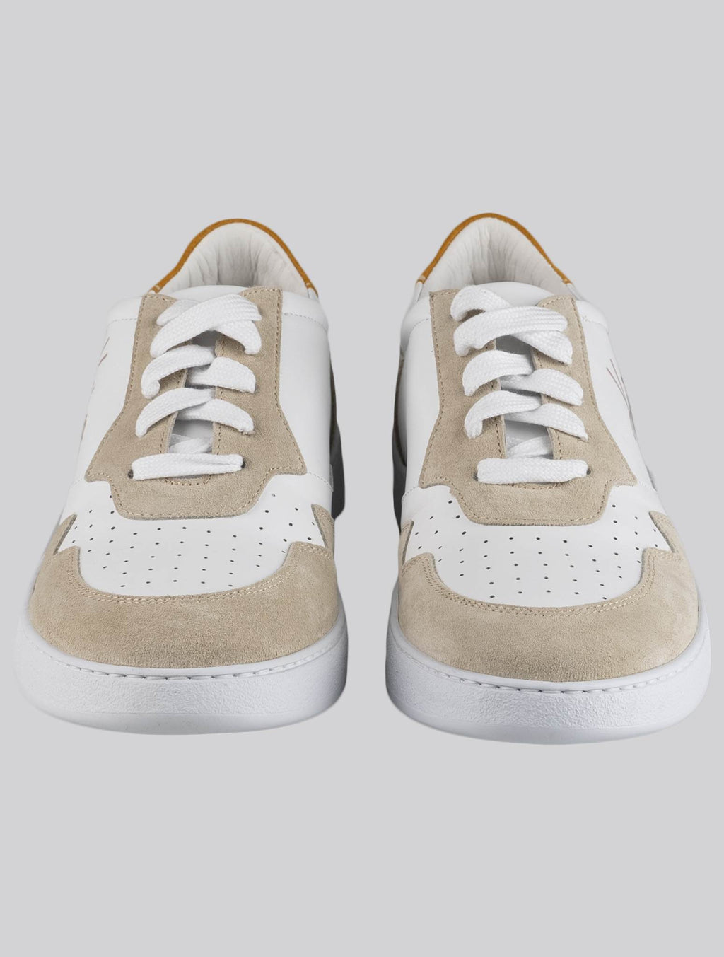 Kiton White Beige Leather Suede Sneakers USSA069