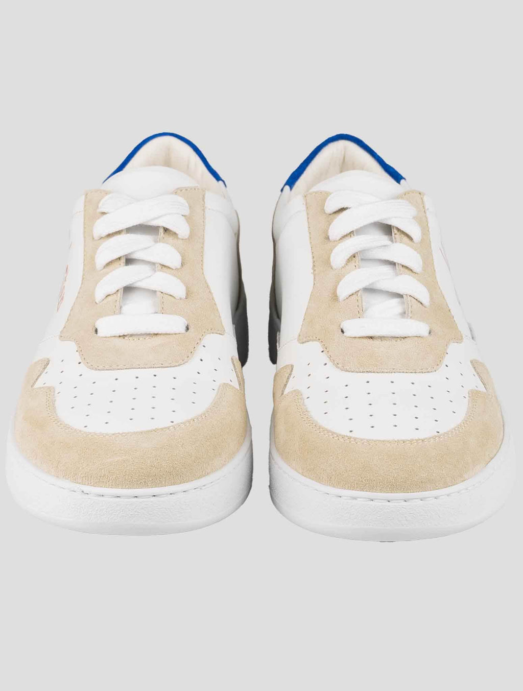 Kiton White Beige Calfskin Suede Sneakers KSY
