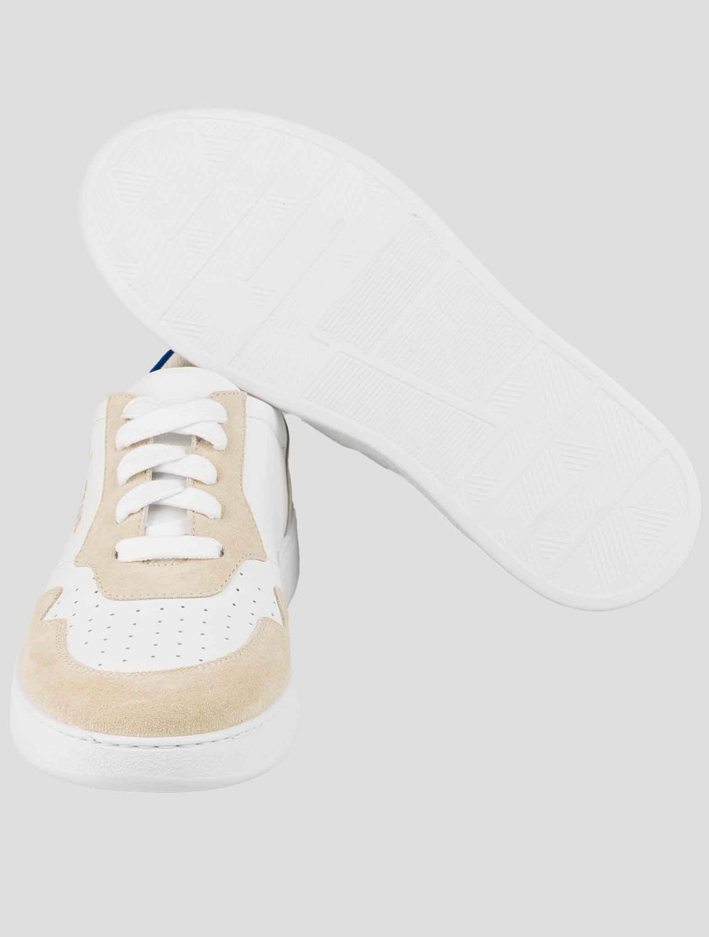 Kiton White Beige Calfskin Suede Sneakers KSY