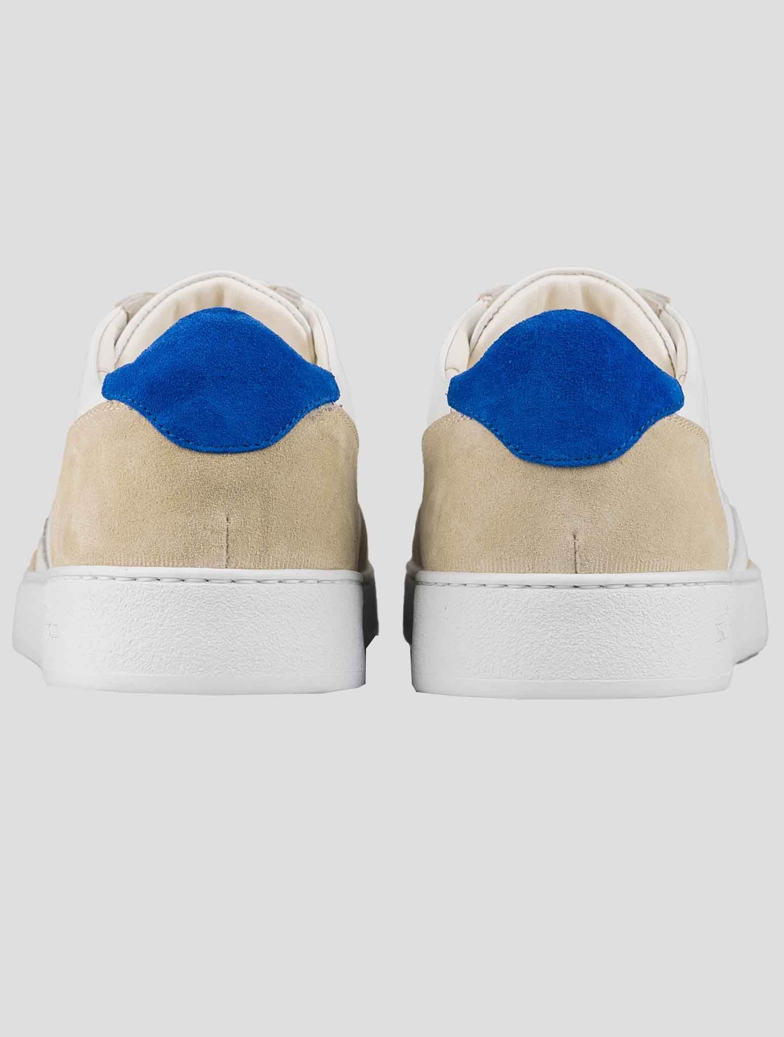 Kiton White Beige Calfskin Suede Sneakers KSY