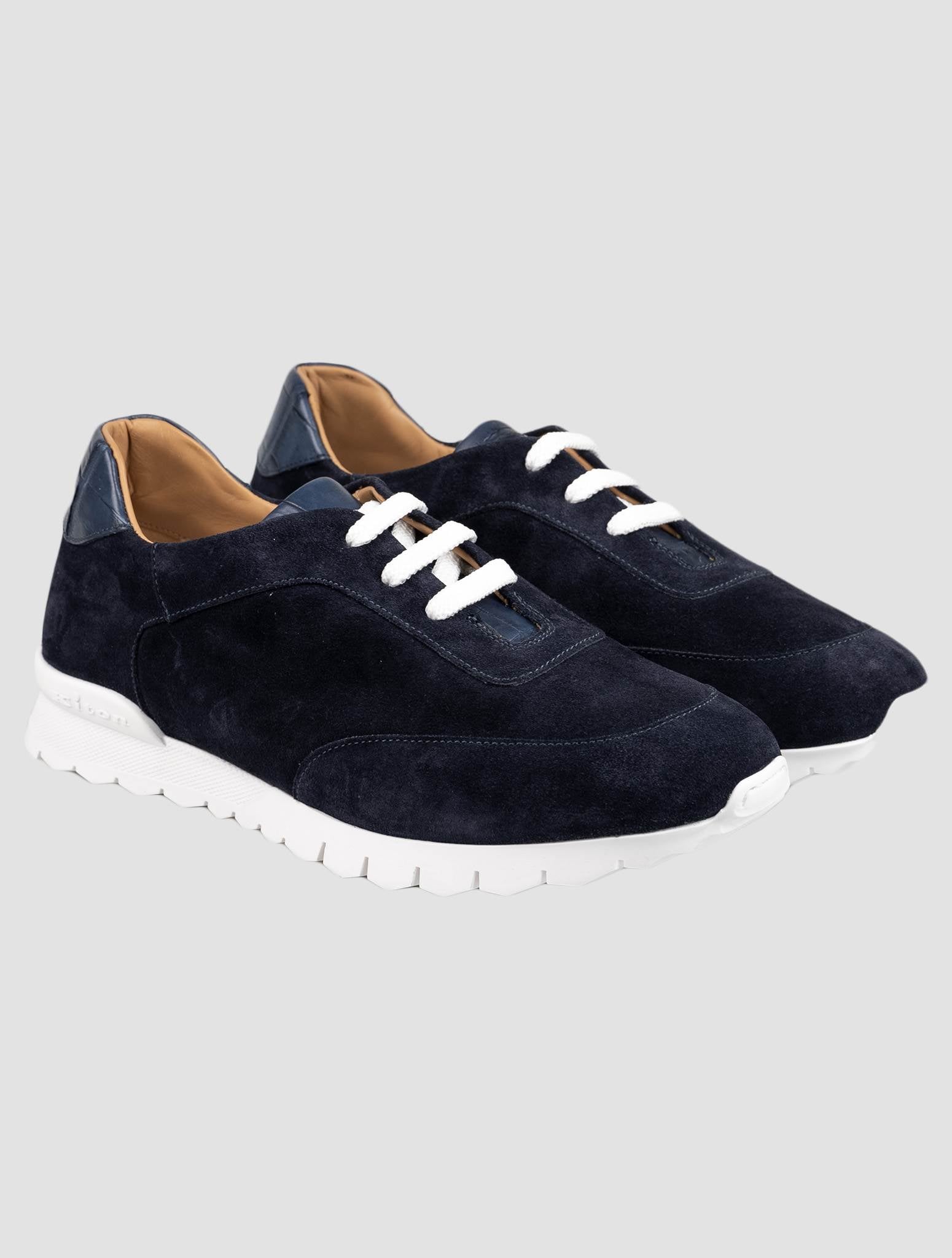 Kiton Blue Suede Crocodile Sneakers KSY11