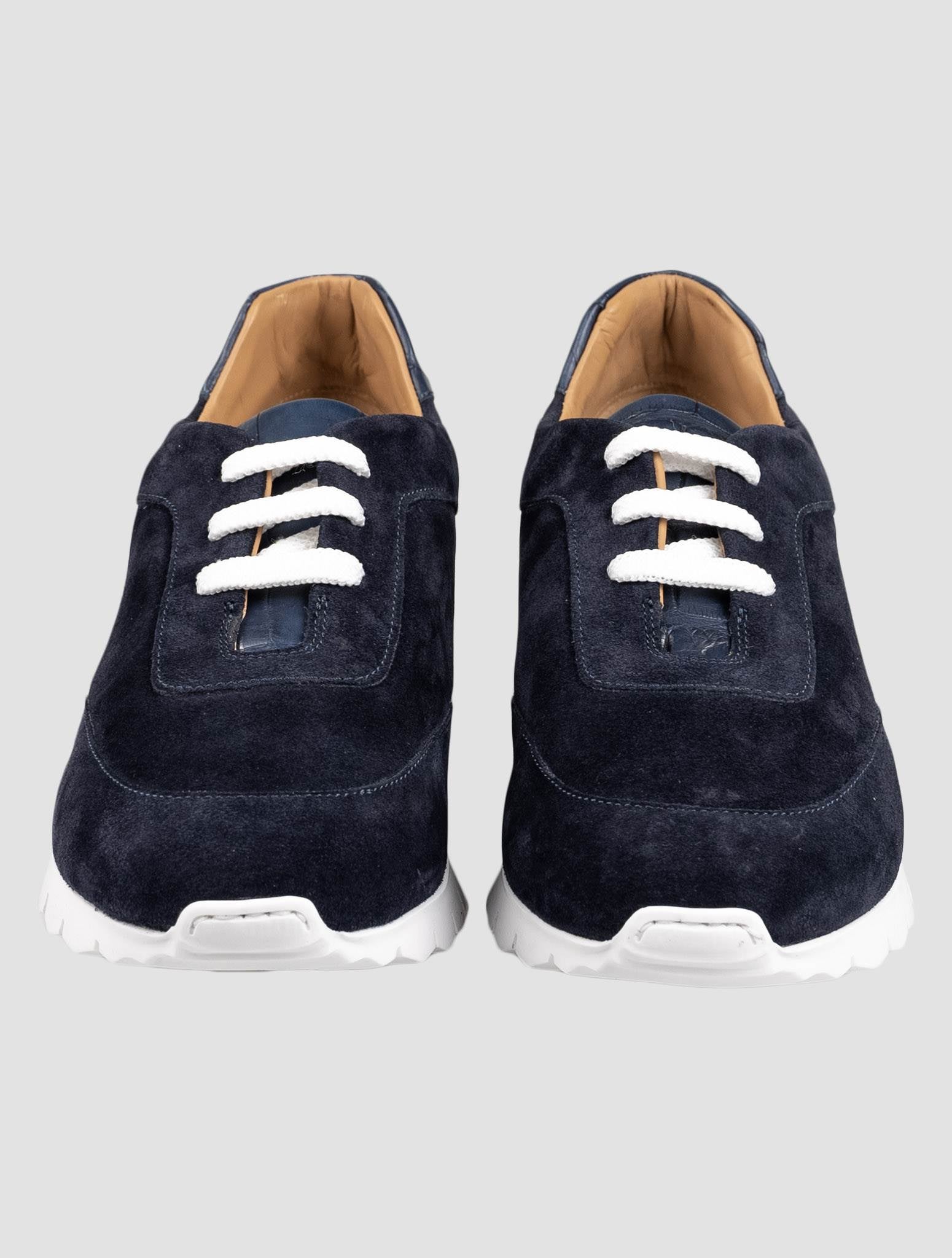 Kiton Blue Suede Crocodile Sneakers KSY11