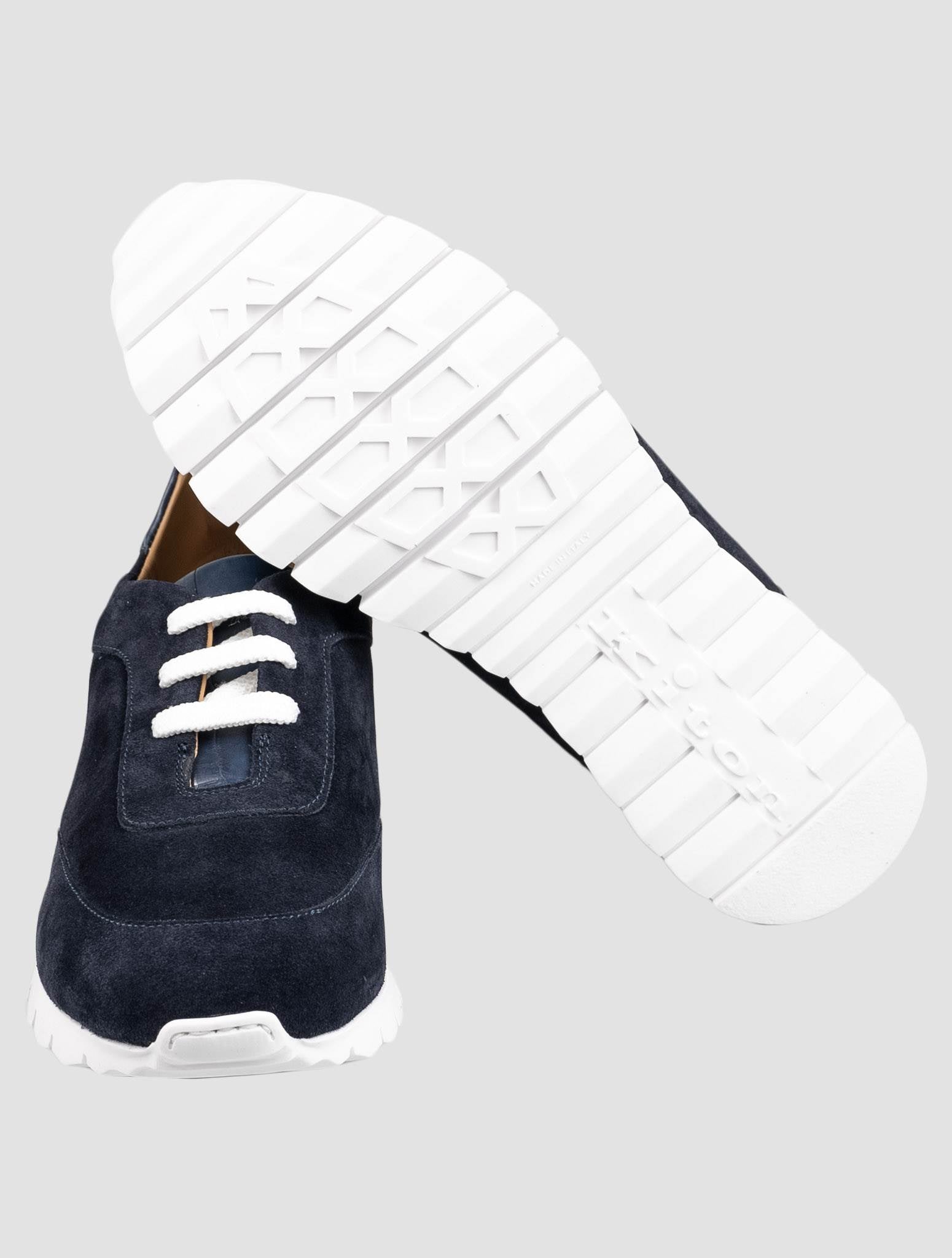 Kiton Blue Suede Crocodile Sneakers KSY11