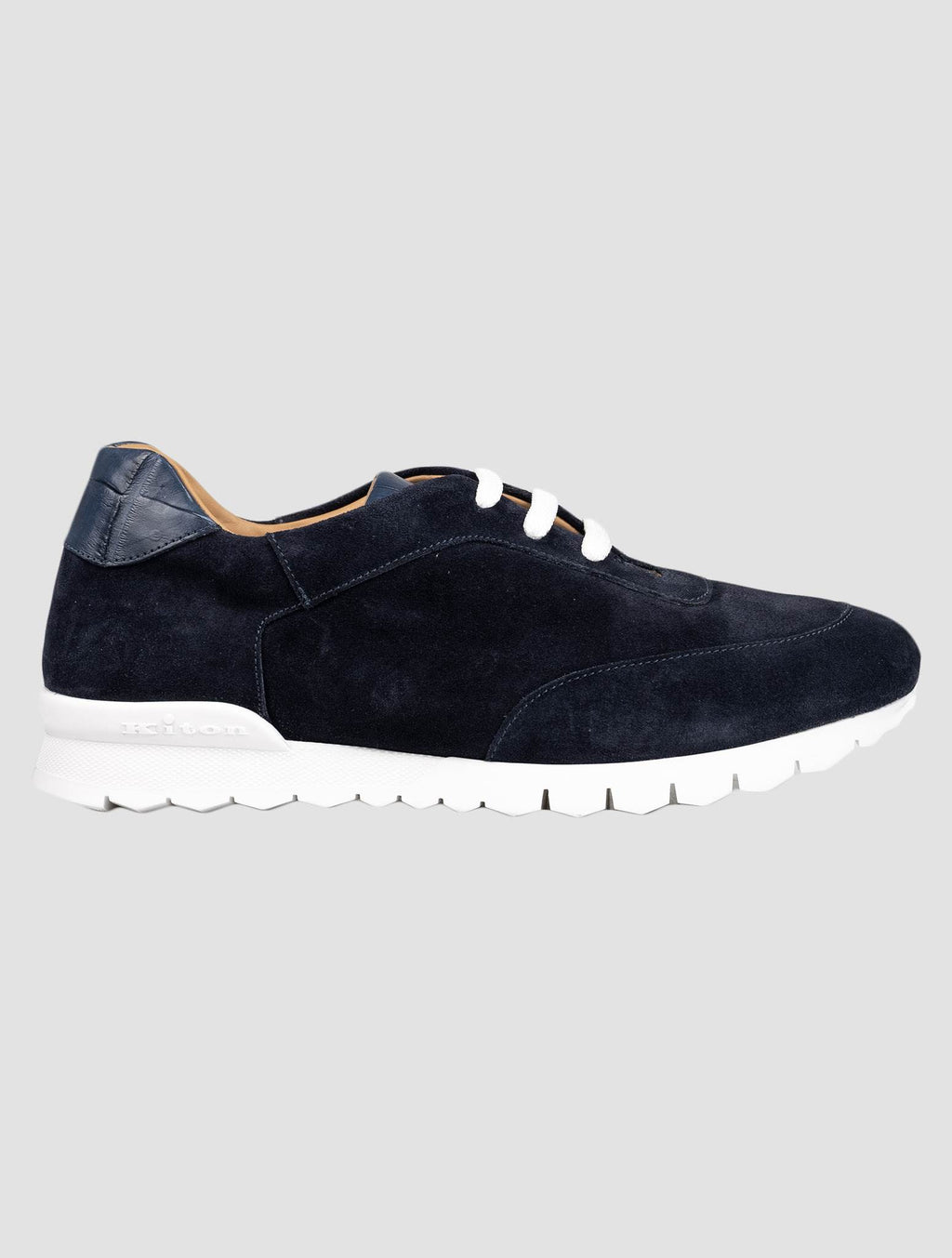 Kiton Blue Suede Crocodile Sneakers KSY11