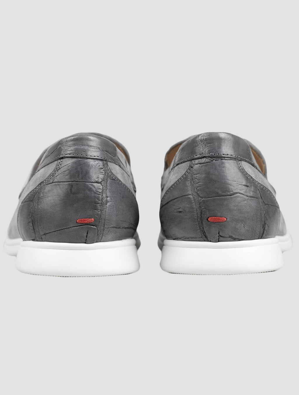 Kiton Gray Leather Suede Leather Crocodile Loafers