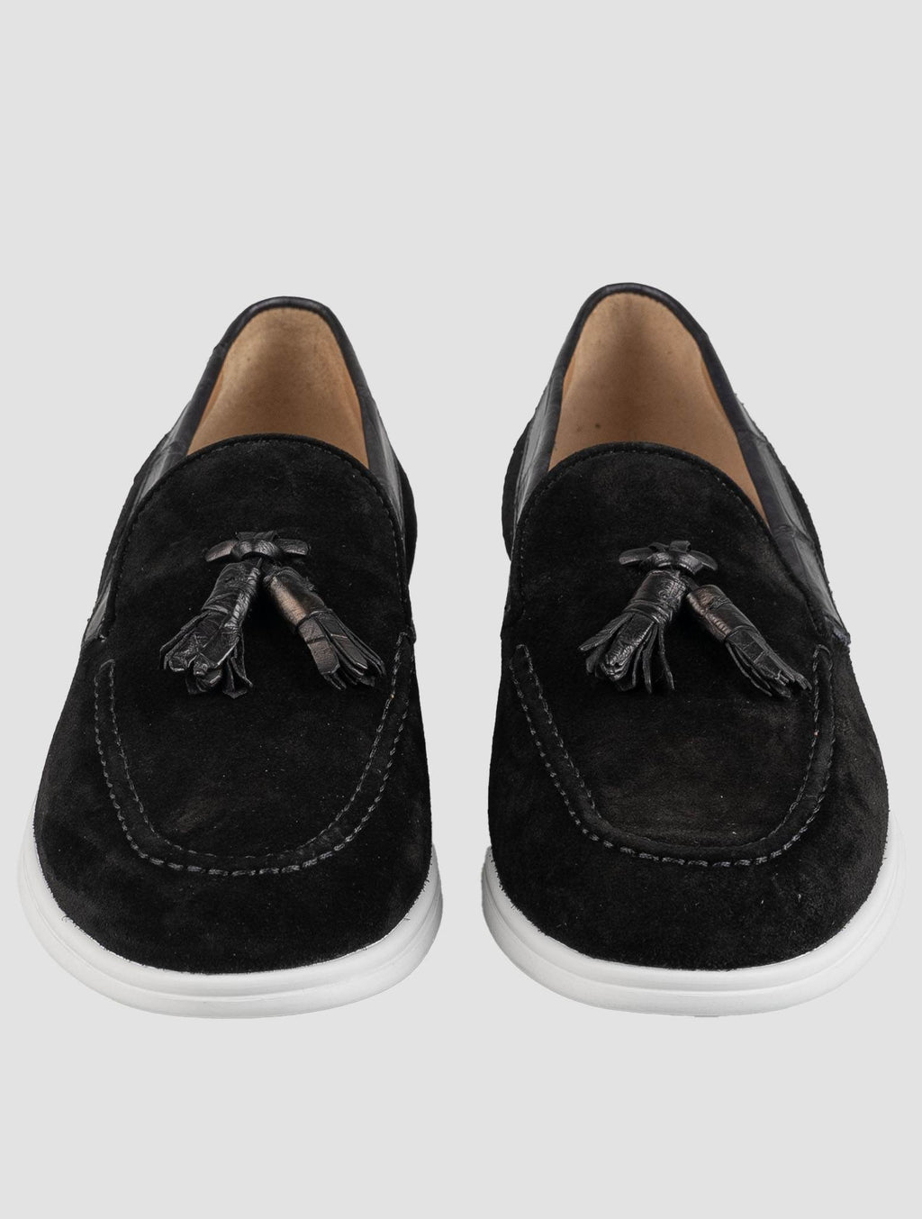Kiton Black Crocodile Suede Loafers KSY9