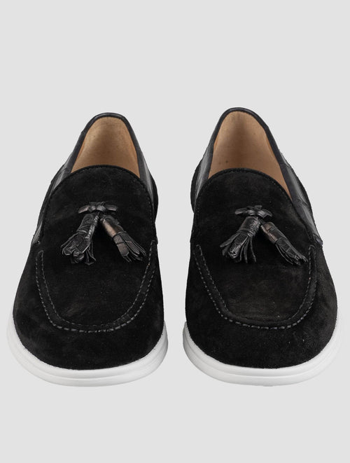 Kiton Black Crocodile Suede Loafers KSY9