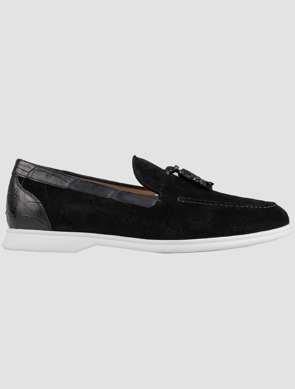 Kiton Black Crocodile Suede Loafers KSY9
