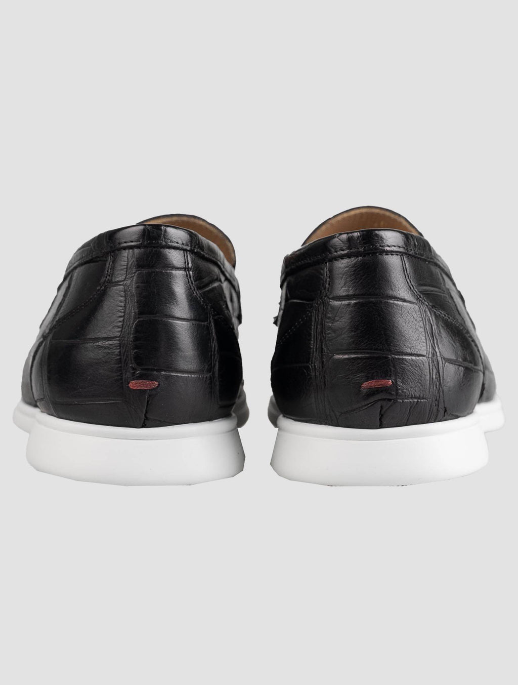 Kiton Black Leather Crocodile Loafers