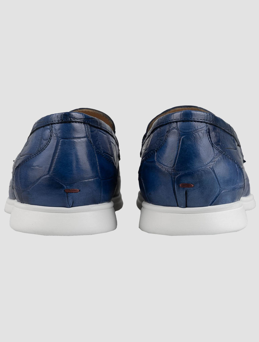Kiton Blue Leather Crocodile Loafers