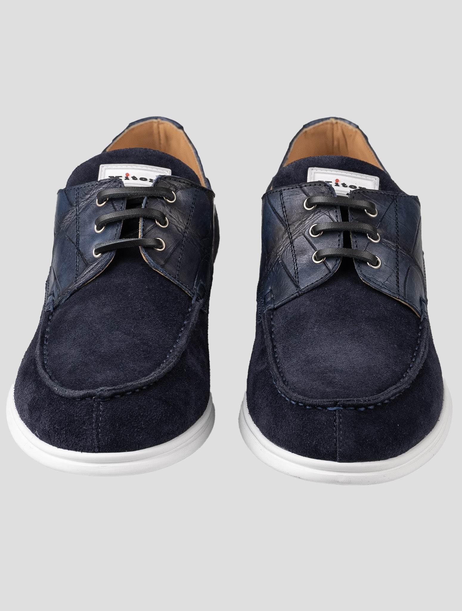 Kiton Leather Crocodile Leather Suede Loafers