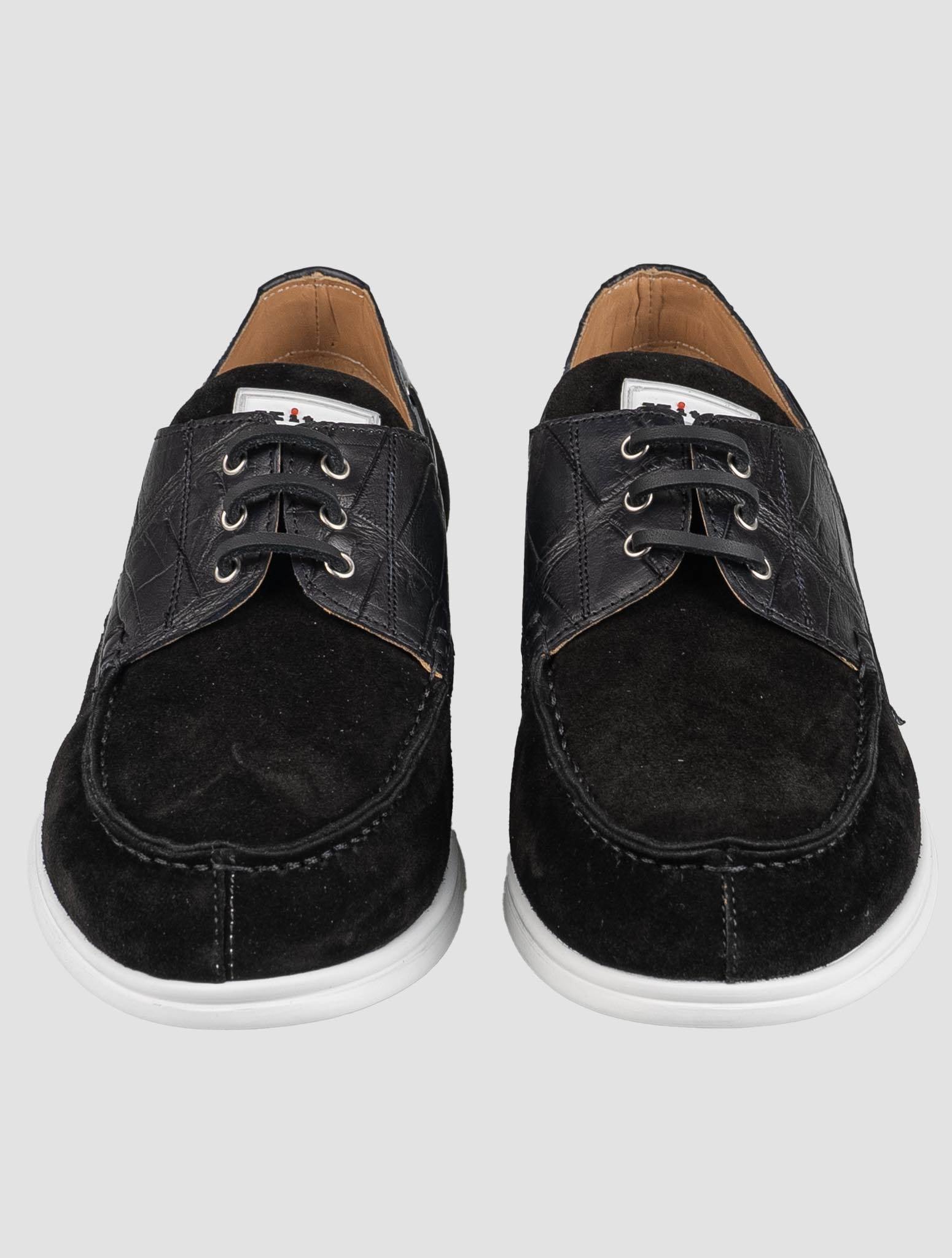 Kiton Black Crocodile Suede Loafers KSY10