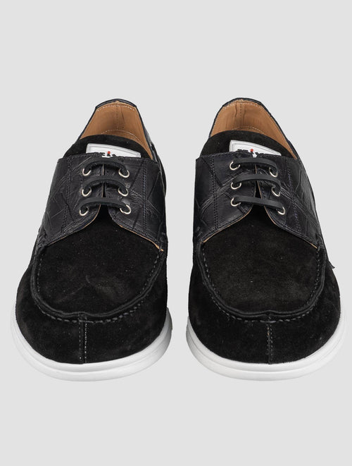 Kiton Black Crocodile Suede Loafers KSY10