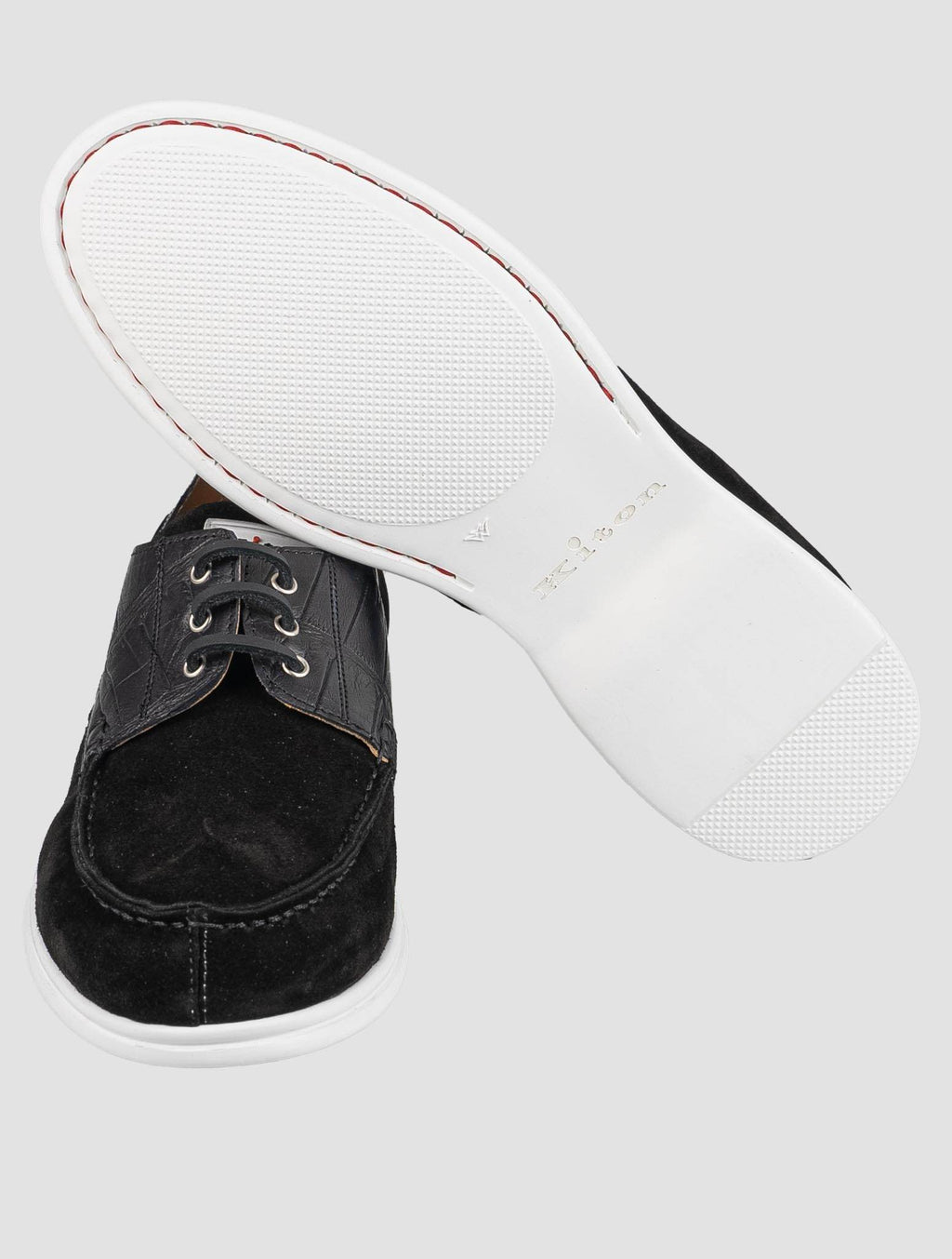 Kiton Black Crocodile Suede Loafers KSY10