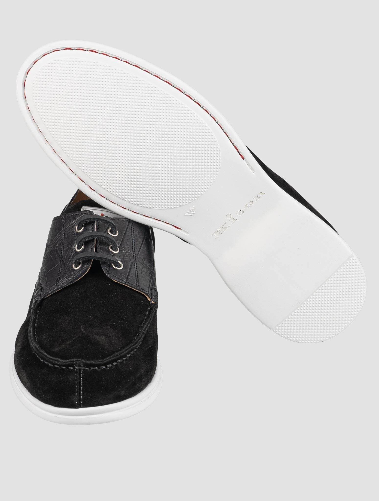 Kiton Black Crocodile Suede Loafers KSY10
