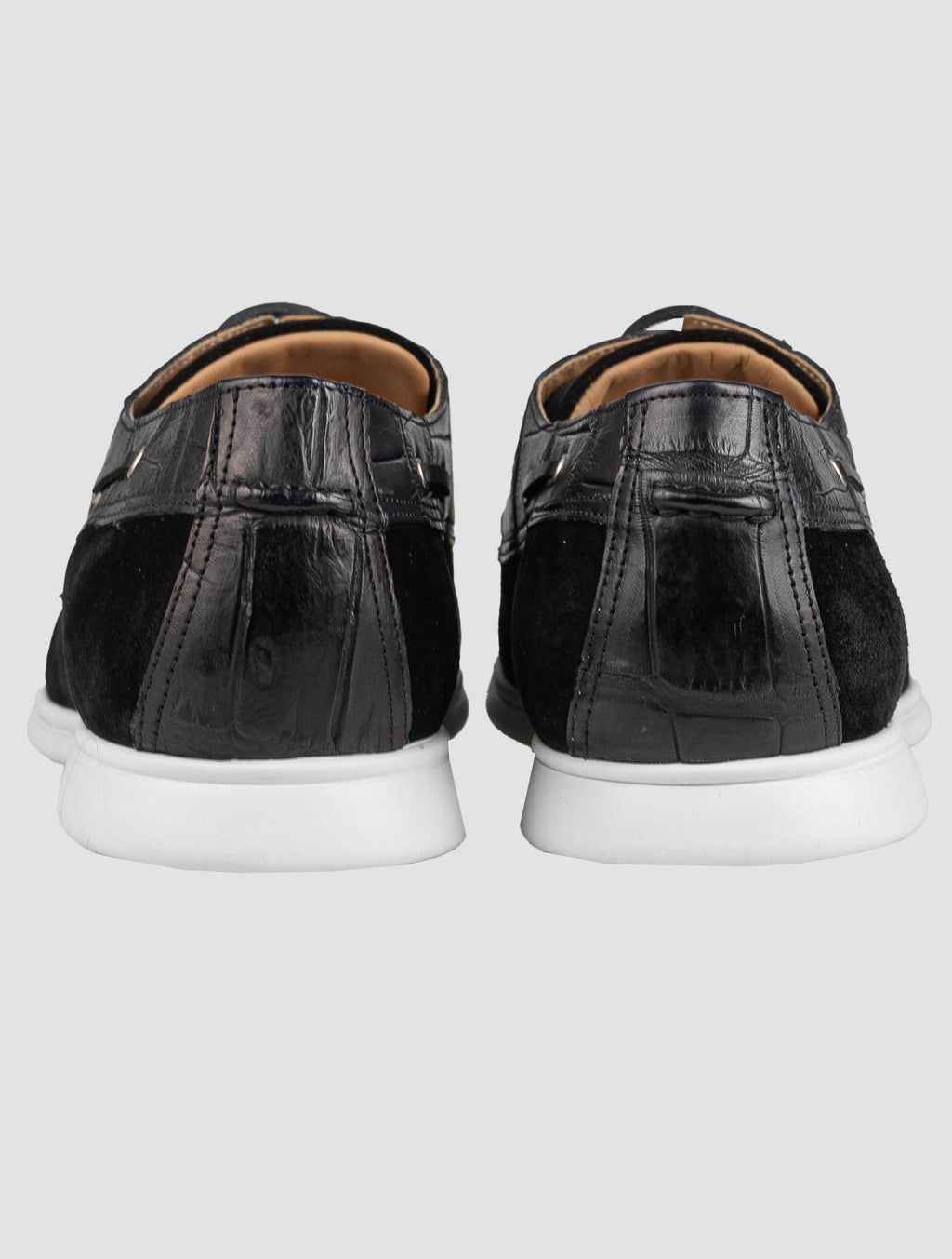 Kiton Black Crocodile Suede Loafers KSY10