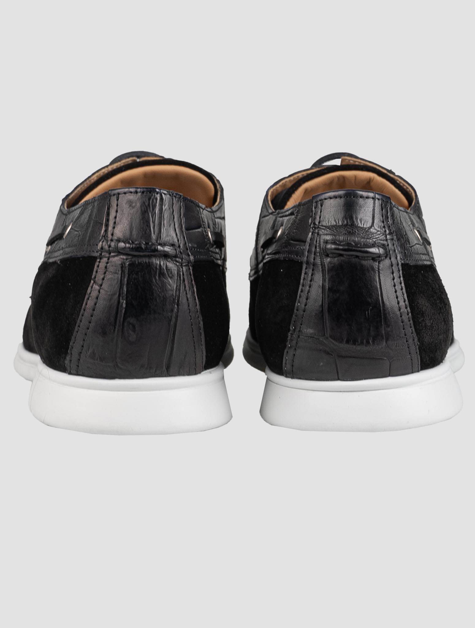 Kiton Black Crocodile Suede Loafers KSY10