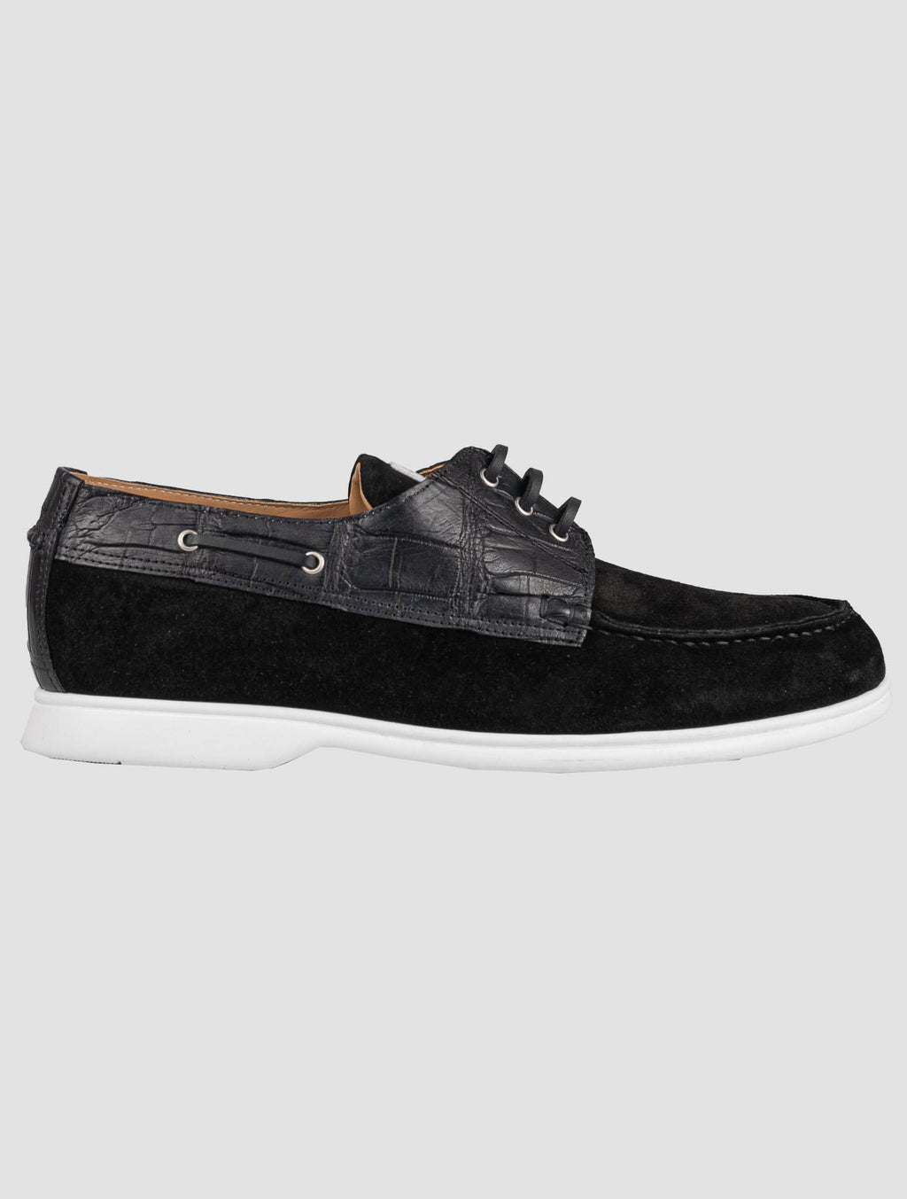 Kiton Black Crocodile Suede Loafers KSY10